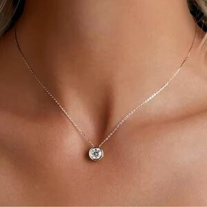 Classic DColor Moissanite0.5cctw Stud Necklace 18KGold Plated 925Sterl Certified